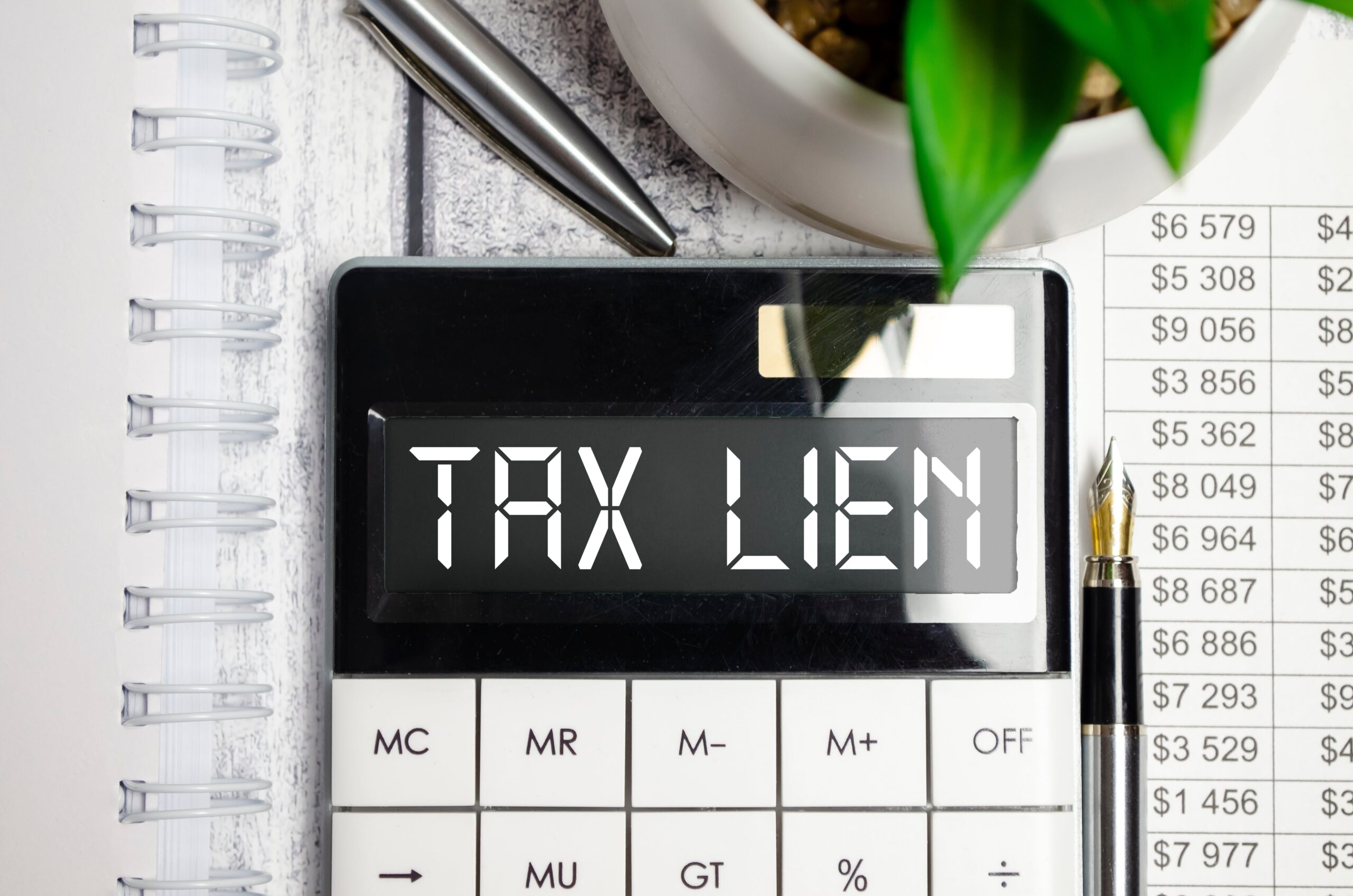 tax lien on a calculator